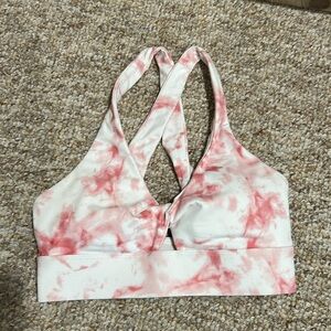 Fabletics Oasis Twist Sports Bra Pink Tie-Dye XXS removable padded inserts